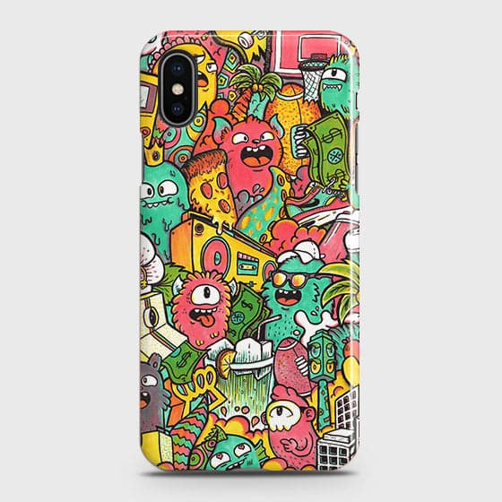 iPhone XS Max Cover - Matte Finish - Candy Colors Trendy Sticker Collage Printed Hard Case With Life Time Guarantee