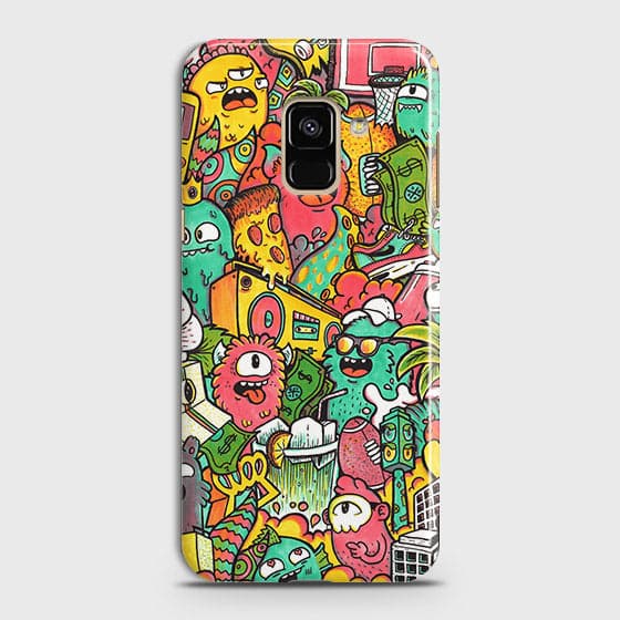 Samsung A6 2018 Cover - Matte Finish - Candy Colors Trendy Sticker Collage Printed Hard Case With Life Time Guarantee