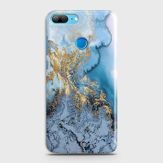 Huawei Honor 9 Lite - Trendy Golden & Blue Ocean Marble Printed Hard Case with Life Time Colors Guarantee - OrderNation