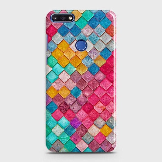 Huawei Y7 Prime 2018 Cover - Chic Colorful Mermaid Printed Hard Case with Life Time Colors Guarantee B52