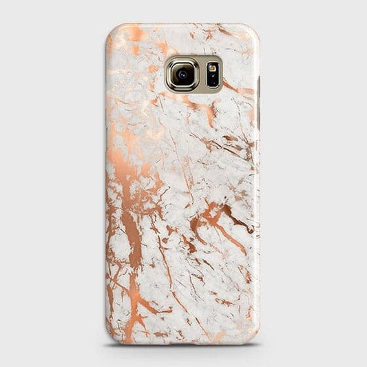 Samsung Galaxy S6 Edge Cover - In Chic Rose Gold Chrome Style Printed Hard Case with Life Time Colors Guarantee