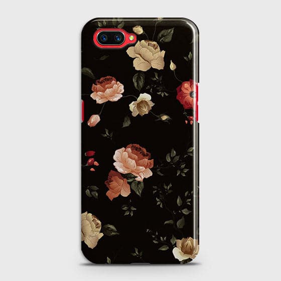 Oppo A5 Cover - Matte Finish - Dark Rose Vintage Flowers Printed Hard Case with Life Time Colors Guarantee