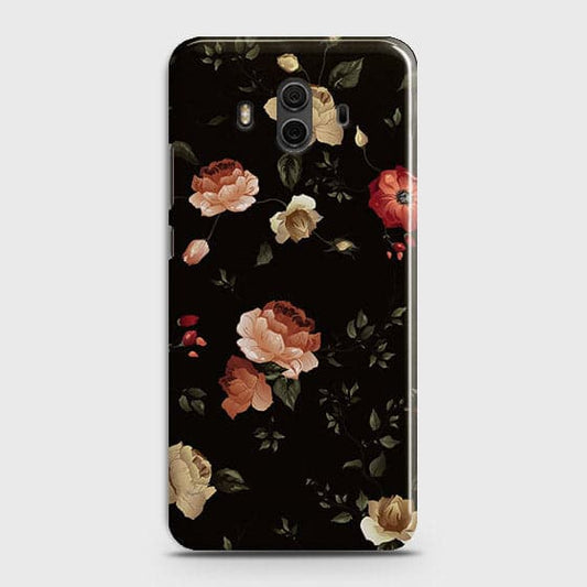 Huawei Mate 10 Cover - Matte Finish - Dark Rose Vintage Flowers Printed Hard Case with Life Time Colors Guarantee