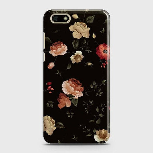 Huawei Y5 Prime 2018 Cover - Matte Finish - Dark Rose Vintage Flowers Printed Hard Case with Life Time Colors Guarantee