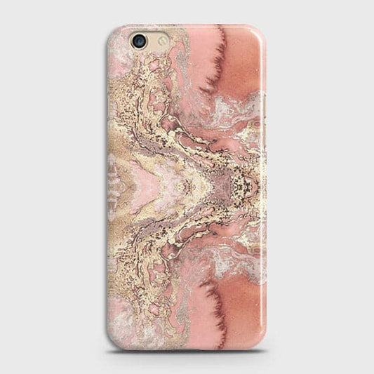 Oppo F1S Cover - Trendy Chic Rose Gold Marble Printed Hard Case with Life Time Colors Guarantee