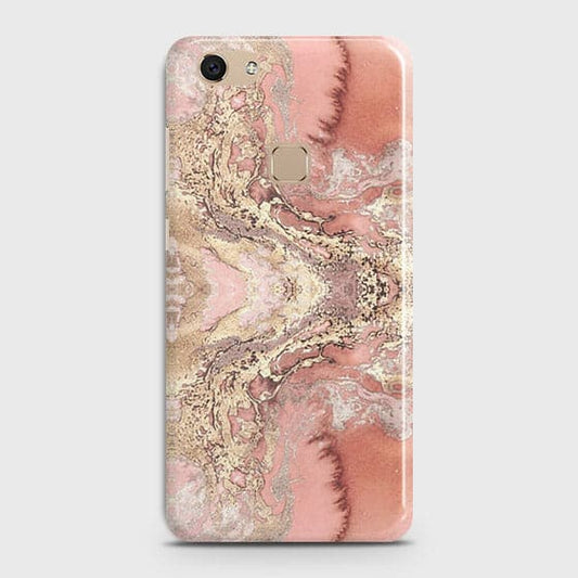 Vivo V7 Cover - Trendy Chic Rose Gold Marble Printed Hard Case with Life Time Colors Guarantee