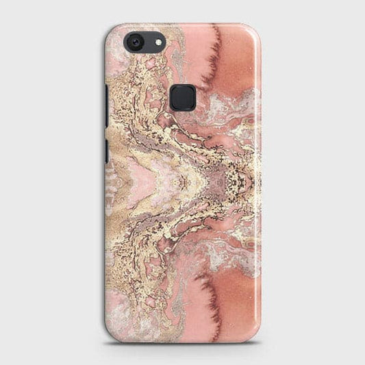 Vivo V7 Plus Cover - Trendy Chic Rose Gold Marble Printed Hard Case with Life Time Colors Guarantee Cover