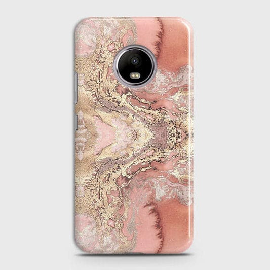 Motorola E4 Cover - Trendy Chic Rose Gold Marble Printed Hard Case with Life Time Colors Guarantee ( Fast  Delivery )