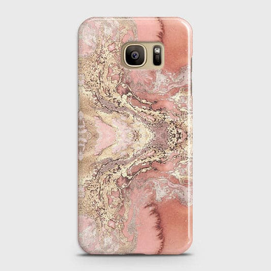 Samsung Galaxy S7 Cover - Trendy Chic Rose Gold Marble Printed Hard Case with Life Time Colors Guarantee