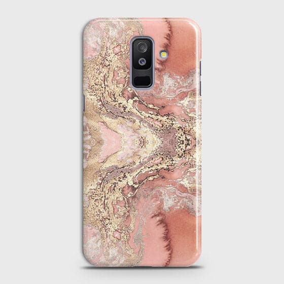 Samsung A6 Plus 2018 Cover - Trendy Chic Rose Gold Marble Printed Hard Case with Life Time Colors Guarante( Fast delivery )