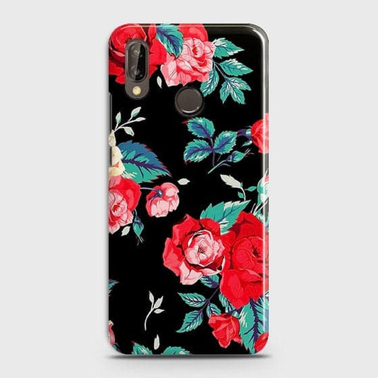 Huawei Nova 3 Cover - Luxury Vintage Red Flowers Printed Hard Case with Life Time Colors Guarantee