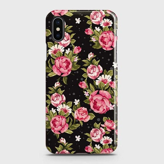 iPhone XS Max Cover - Trendy Pink Rose Vintage Flowers Printed Hard Case with Life Time Colors Guarantee B79