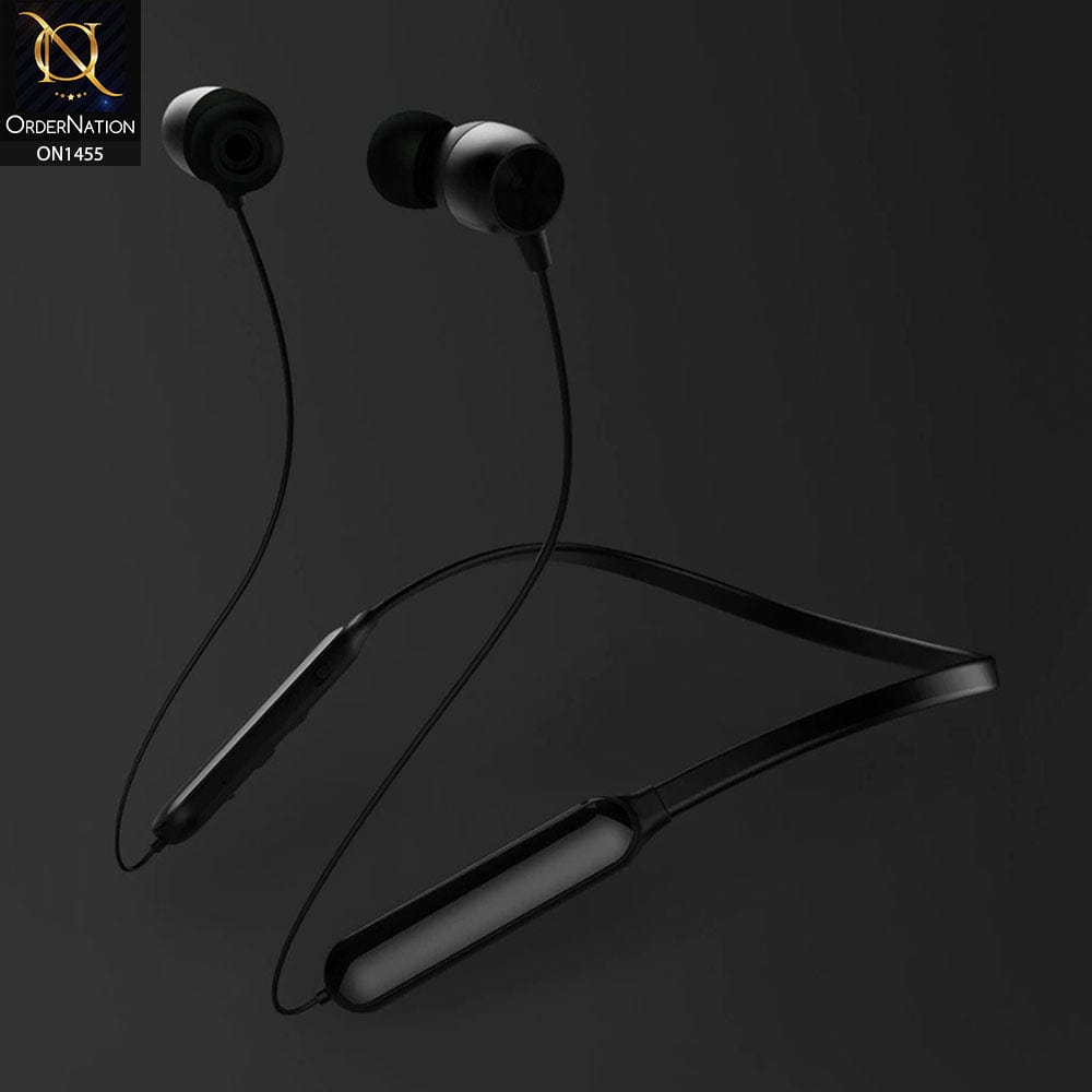 Black - Remax RB-S17 In-ear Magnetic Sport Bluetooth Neckband Earphone