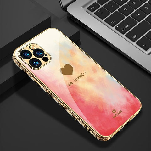 iPhone 13 Pro Cover - Onation Heart Series - HQ Ultra Shine Premium Infinity Glass Soft Silicon Borders Case