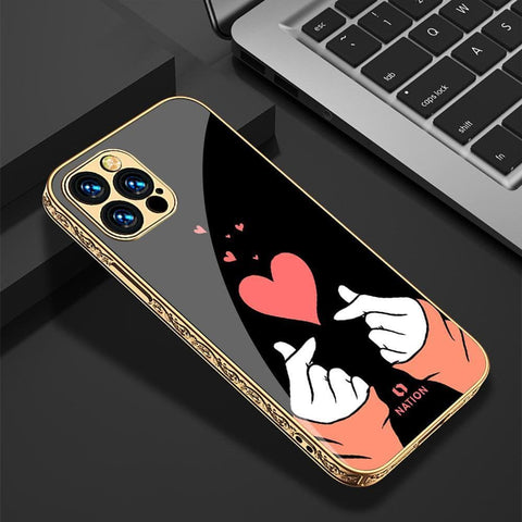 iPhone 13 Pro Cover - Onation Heart Series - HQ Ultra Shine Premium Infinity Glass Soft Silicon Borders Case