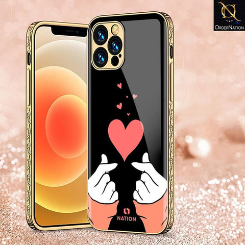 iPhone 13 Pro Max Cover - Onation Heart Series - HQ Ultra Shine Premium Infinity Glass Soft Silicon Borders Case