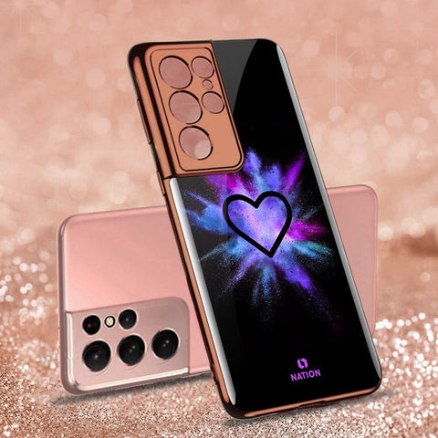 Samsung Galaxy S21 Ultra 5G Cover - Onation Heart Series - HQ Ultra Shine Premium Infinity Glass Soft Silicon Borders Case