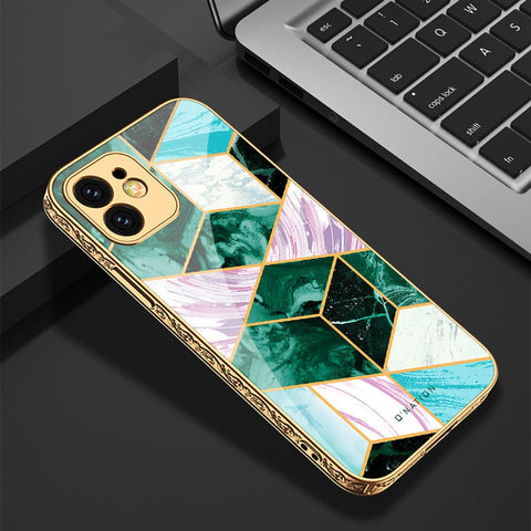 iPhone 12 Cover - O'Nation Shades of Marble Series - Premium Electroplated Infinity Ultra Shine Glass Soft Silicon Borders Case