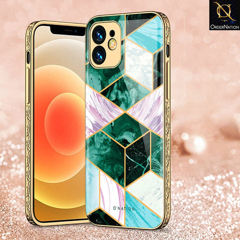 iPhone 12 Cover - O'Nation Shades of Marble Series - Premium Electroplated Infinity Ultra Shine Glass Soft Silicon Borders Case