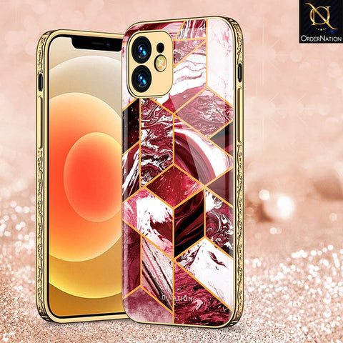 iPhone 12 Cover - O'Nation Shades of Marble Series - Premium Electroplated Infinity Ultra Shine Glass Soft Silicon Borders Case