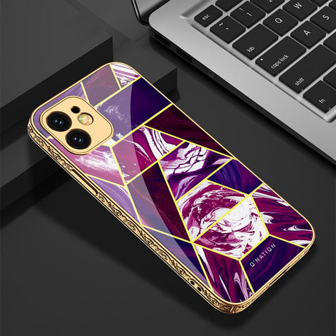 iPhone 12 Cover - O'Nation Shades of Marble Series - Premium Electroplated Infinity Ultra Shine Glass Soft Silicon Borders Case