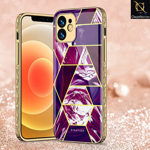 iPhone 12 Cover - O'Nation Shades of Marble Series - Premium Electroplated Infinity Ultra Shine Glass Soft Silicon Borders Case