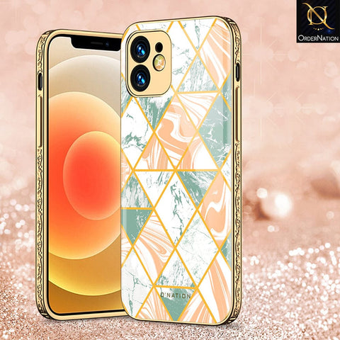 iPhone 12 Cover - O'Nation Shades of Marble Series - Premium Electroplated Infinity Ultra Shine Glass Soft Silicon Borders Case