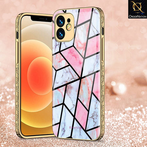 iPhone 12 Cover - O'Nation Shades of Marble Series - Premium Electroplated Infinity Ultra Shine Glass Soft Silicon Borders Case