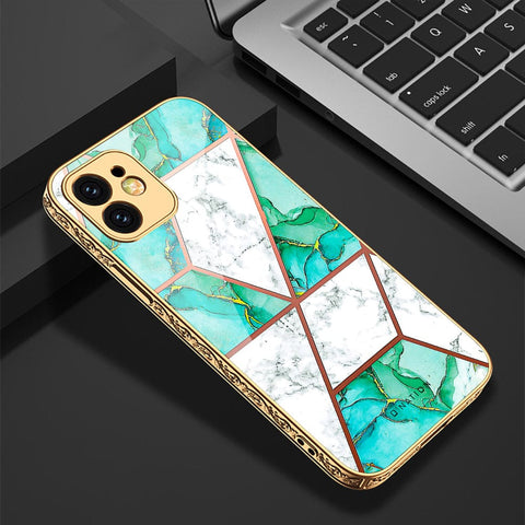 iPhone 12 Cover - O'Nation Shades of Marble Series - Premium Electroplated Infinity Ultra Shine Glass Soft Silicon Borders Case