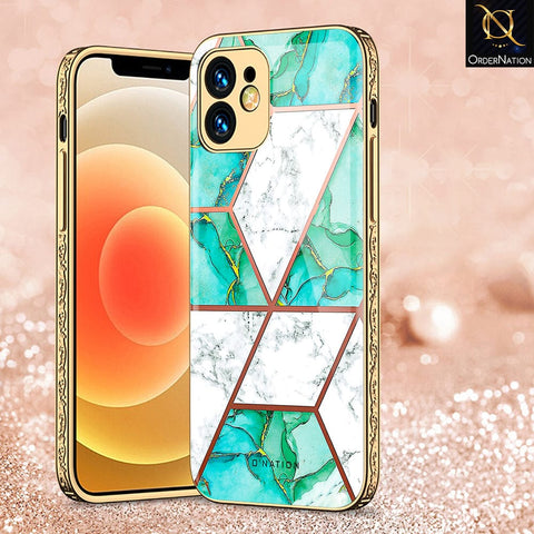 iPhone 12 Cover - O'Nation Shades of Marble Series - Premium Electroplated Infinity Ultra Shine Glass Soft Silicon Borders Case