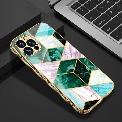 iPhone 13 Pro Cover - O'Nation Shades of Marble Series - Premium Electroplated Infinity Ultra Shine Glass Soft Silicon Borders Case