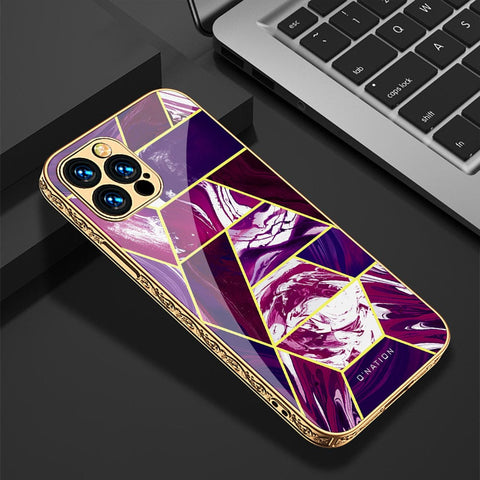 iPhone 13 Pro Cover - O'Nation Shades of Marble Series - Premium Electroplated Infinity Ultra Shine Glass Soft Silicon Borders Case