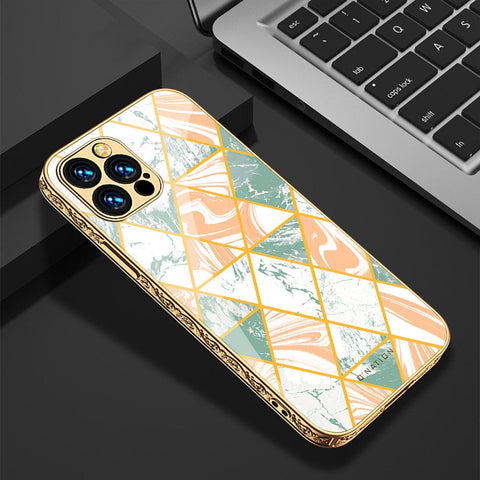 iPhone 13 Pro Cover - O'Nation Shades of Marble Series - Premium Electroplated Infinity Ultra Shine Glass Soft Silicon Borders Case