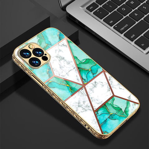 iPhone 13 Pro Cover - O'Nation Shades of Marble Series - Premium Electroplated Infinity Ultra Shine Glass Soft Silicon Borders Case