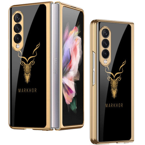 Samsung Galaxy Z Fold 3 5G Cover - Markhor Series - Premium Electroplated Infinity Ultra Shine Glass Soft Silicon Borders Case