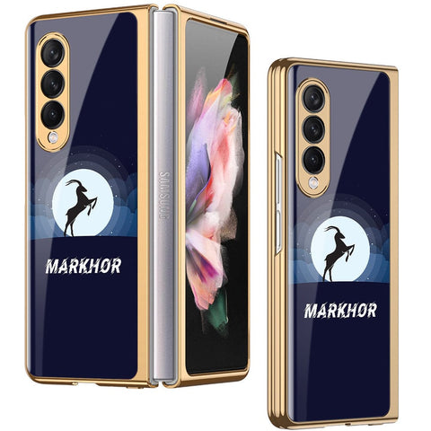 Samsung Galaxy Z Fold 3 5G Cover - Markhor Series - Premium Electroplated Infinity Ultra Shine Glass Soft Silicon Borders Case