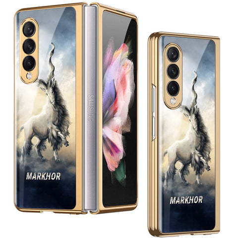 Samsung Galaxy Z Fold 3 5G Cover - Markhor Series - Premium Electroplated Infinity Ultra Shine Glass Soft Silicon Borders Case