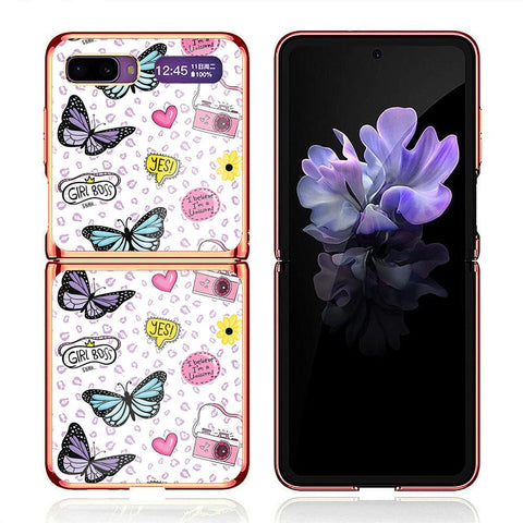 Samsung Galaxy Z Flip Cover - Vanilla Dream Series - Premium Electroplated Infinity Ultra Shine Glass Soft Silicon Borders Case