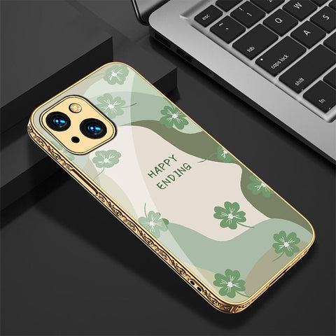 iPhone 13 Cover - Happy Series - Premium Electroplated Infinity Ultra Shine Glass Soft Silicon Borders Case