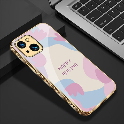 iPhone 13 Cover - Happy Series - Premium Electroplated Infinity Ultra Shine Glass Soft Silicon Borders Case