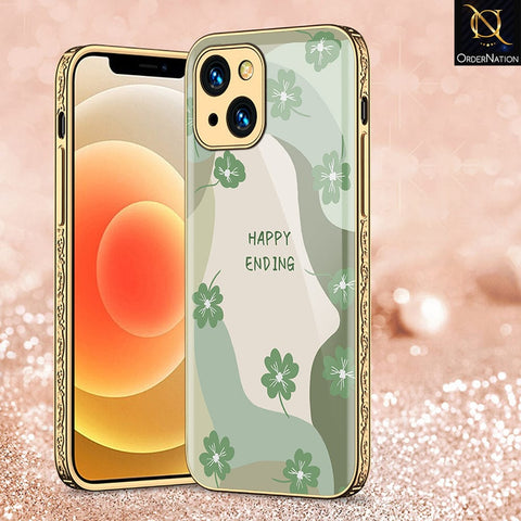 iPhone 13 Cover - Happy Series - Premium Electroplated Infinity Ultra Shine Glass Soft Silicon Borders Case