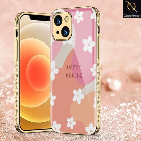 iPhone 13 Cover - Happy Series - Premium Electroplated Infinity Ultra Shine Glass Soft Silicon Borders Case