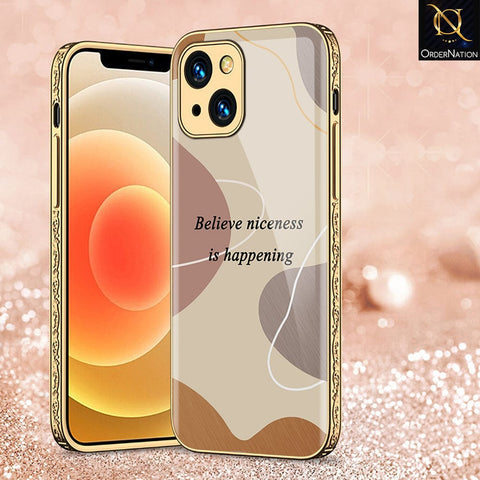 iPhone 13 Cover - Happy Series - Premium Electroplated Infinity Ultra Shine Glass Soft Silicon Borders Case