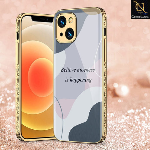 iPhone 13 Cover - Happy Series - Premium Electroplated Infinity Ultra Shine Glass Soft Silicon Borders Case