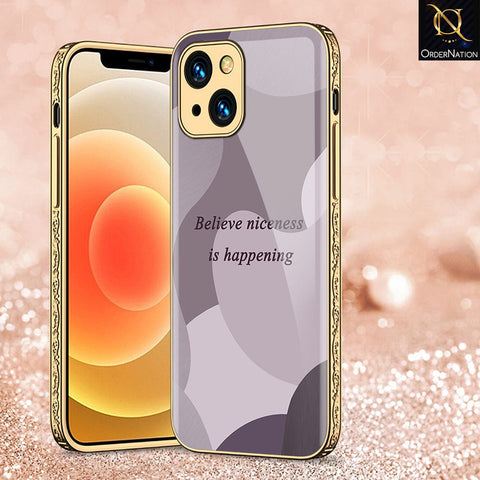 iPhone 13 Cover - Happy Series - Premium Electroplated Infinity Ultra Shine Glass Soft Silicon Borders Case