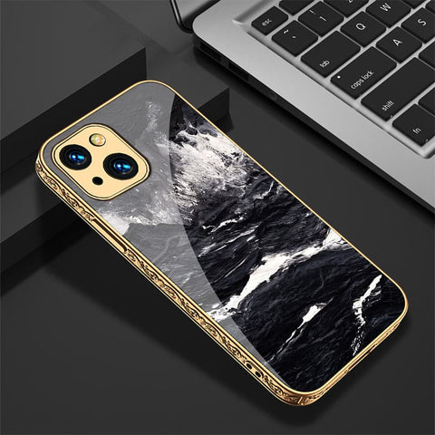 iPhone 13 Cover - Black Marble Series - HQ Ultra Shine Premium Infinity Glass Soft Silicon Borders Case