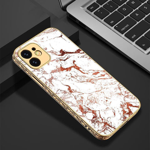 iPhone 13 Pro Cover - White Marble Series - Premium Electroplated Infinity Ultra Shine Glass Soft Silicon Borders Case