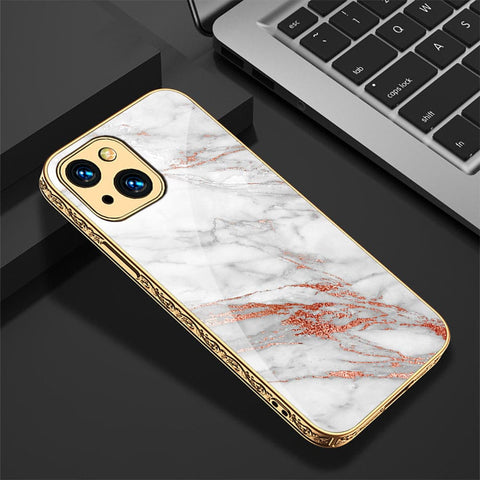 iPhone 13 Cover - White Marble Series - HQ Ultra Shine Premium Infinity Glass Soft Silicon Borders Case