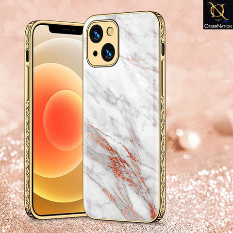 iPhone 13 Cover - White Marble Series - HQ Ultra Shine Premium Infinity Glass Soft Silicon Borders Case