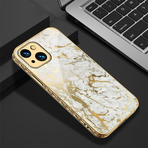 iPhone 13 Cover - White Marble Series - HQ Ultra Shine Premium Infinity Glass Soft Silicon Borders Case